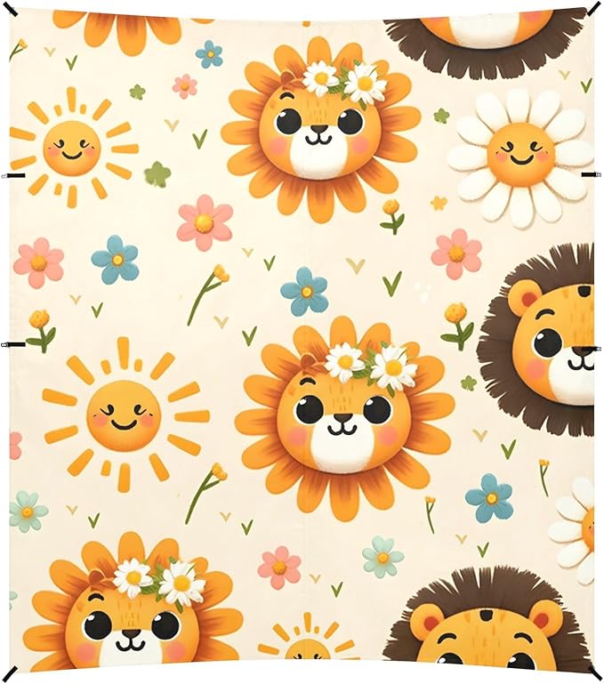 Cute Tiger Face Lion Sun Camping Sun Shelter Beach Tent Portable Beach Sun Shade Outdoor Canopy for Camping Trips Fishing Picnic