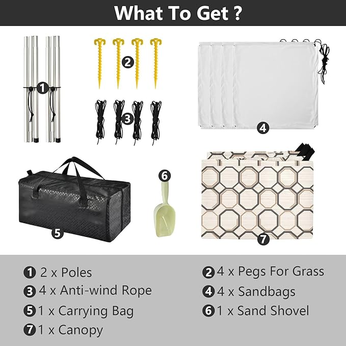 ALAZA Honeycomb Hexagon Beach Tent Sun Shelter UPF50+ Protection Beach Shade Canopy w/ 4 Sandbags for Outdoor Camping Fishing Backyard Fun Picnic 10x9 ft