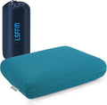 Memory Foam Travel Pillow Camping Pillow for Sleeping with Portable Bag Easy to Carry Small Foam Pillows Double-Layered Pillow Cover (Peacock Blue)
