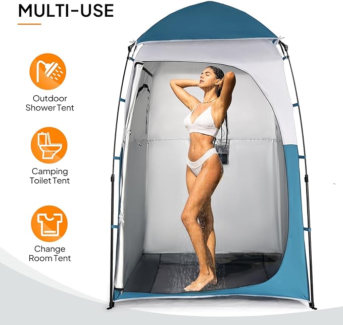 VINGLI 6.8FT Shower Tent Large Instant Pop Up Shelter with Mesh Floor &amp Carrying Bag Privacy Changing Room Tent for Toilet Camping Dressing Lightweight &amp Sturdy Easy Set Up