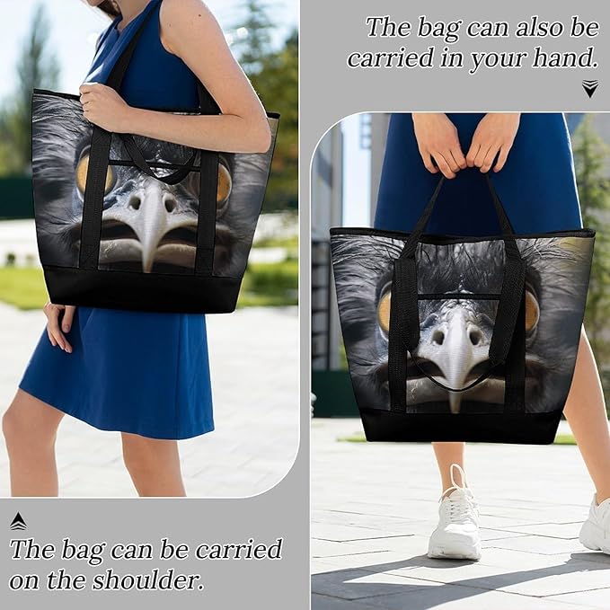 Insulated Shopping BagLarge Reusable Cooler Bags Emu Printed Foldable Shopping BagTravel Waterproof Shoulder Bag