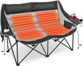 Suteck Heated Double Camping Chair Heated Loveseat Chair for Outdoor Sports W/3 Heat Levels &amp 4 Heating Zones Portable Folding Chair for Adults Use for Camping &amp Travel