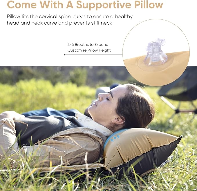 Naturehike Self-Inflating Sleeping Pad Ultralight Memory Foam Camping Pad with Pillow Fast Inflating Sleeping Pad for Camping Hiking with Storage Bag Single Yellow