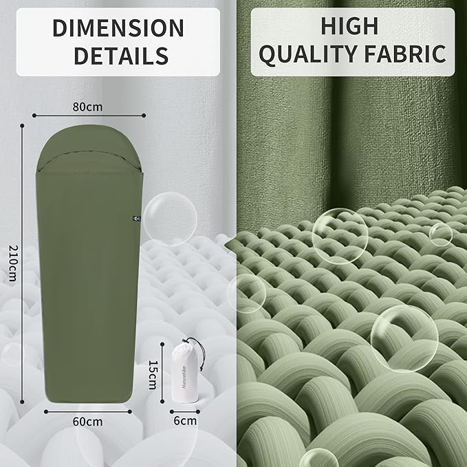 Naturehike 4.5oz Ultralight Washable Sleeping Bag Liner Lightweight Adult Sleep Sack &amp Travel Sheets for Backpacking Hotel Camping Hostels ZY20