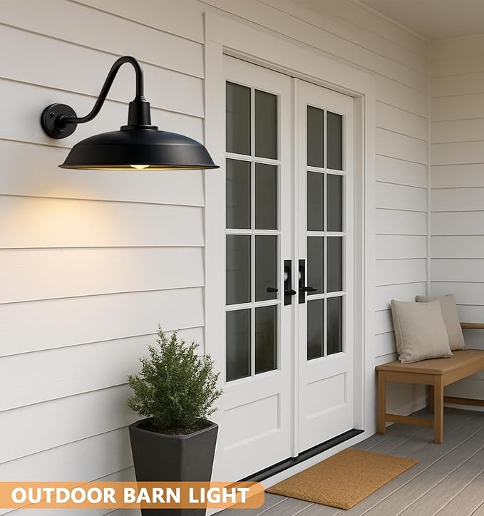 Extra Large 21 Outdoor Barn Gooseneck Light Rustic Modern Classic Farmhouse Porch Light for Barn Deck Driveway - 2 Pack