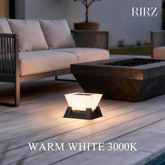11.02 Modern Outdoor Post Lights 3000K LED Solar Lamp Post Light IP54 Solar Pillar Lights Outdoor Waterproof Square Outside Light Columns Column Lighting for Patio Fence Deck Garden Driveway