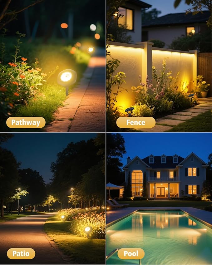CORESLUX Solar Spot Lights Outdoor Waterproof IP68 3-in-1 LED Warm Light Solar Landscape Lights 2 Light Modes Landscape Path Lights for Outside Garden Yard Pond Pathway
