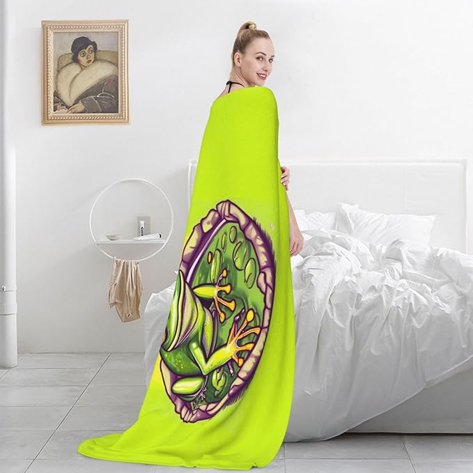 Frog in a Pond Blanket.Super Soft Flannel Blanket 80x60 inches 100% Polyester for Warmth Perfect for beds Sofas and Camping.