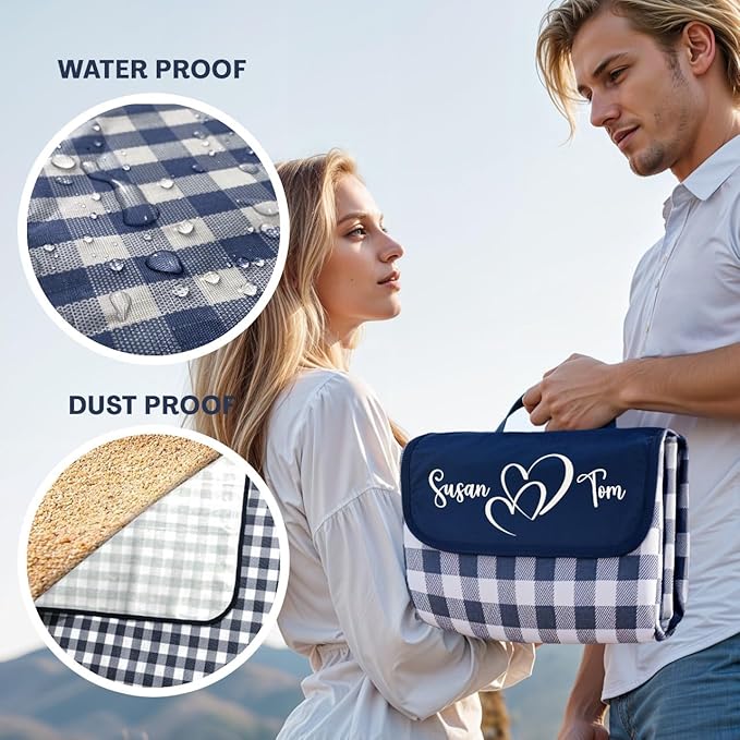 Customized Extra Large Picnic Blanket - Personalized Outdoor Beach Blanket Waterproof Sandproof Portable Blankets - Foldable and Lightweight Mat for Camping Park Hiking Patio - Ideal