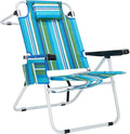 MOPHOTO Tall Beach Chairs for Adults 17 High Backpack 5-Position Tanning Chair with Cooler Bag &amp Cup Holder Heavy Duty Lay Flat Reclining for Beach Patio Camping Supports 350 lbs