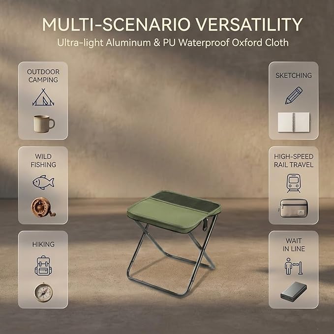 Foldable Backpack Stool Portable Folding Camping Stool can Turned Into a Satchel for Hiking Fishing Camping (B L)