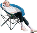 #WEJOY Folding Camping Chair Oversized Moon Chairs for Adult Support Up to 300lbs Mesh Saucer Chairs with Headrest and Cup Holder for CampingLawnHikingPicnicSports(Cyan/Grey)