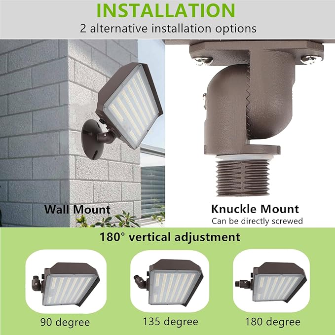 2Pack Dusk to Dawn Outdoor 100W LED Flood Light with Knuckle (Plate Included) 14000LM 1000W Equiv. 100-277V 5000K ETL Commercial Waterproof LED Floodlight Fixture Security Lighting for Parking Lot