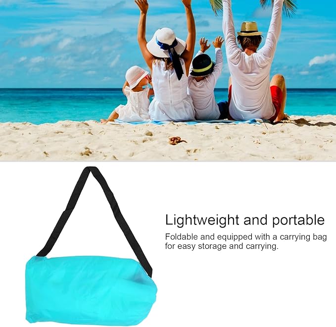 Inflatable Couch Lightweight Air Mattress Foldable Portable Lounger with Carrying Bag Polyester Sky Couch for Backyard Beach Traveling Camping and Music Festivals