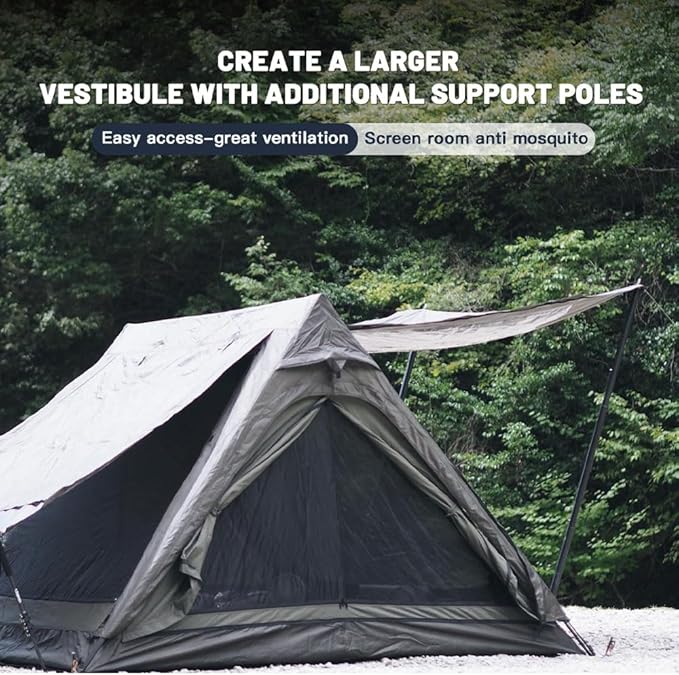 4 Person Canvas Tent with Full Rainfly&ampFootprint Easy Set Up Breathable 4 Season FamilyTent for Winter Outdoor Glamping Car Camping