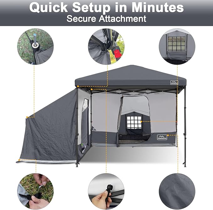 KAMPKEEPER 2 Person Canopy Side Tent Camping Tent for 10x10 Canopies Easy Up Cube Tents Gazebo Room with Mesh Window for Camping Storage Events(Canopy Not Included)