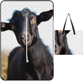 Zipper Cute Black Goat Animal Style Picnic Mat Suitable for Travel Camping Park Or Home Use