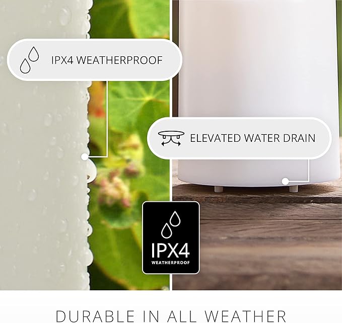 Luminara Outdoor Flameless LED Coloring Changing Candle Melted Edge 3.75 x 5.3 Real Moving Flame Battery Operated Timer Plastic Weather-Resistant