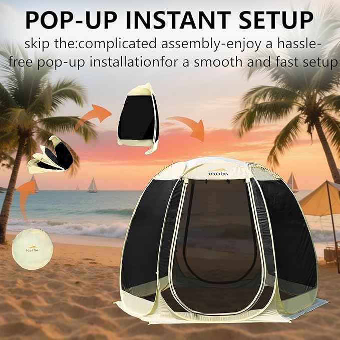 Pop Up Screen House 10'x10' Outdoor Screen Tent for Camping Screened Gazebo with Mosquito Netting Carry Bag