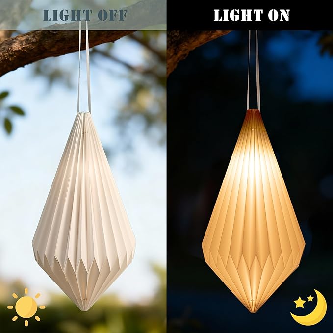 Battery Operated Outdoor Paper Lantern for Patio &amp Garden — 2Pack Waterproof Hanging Decorative Light with Remote Timer Foldable Paper Lantern with String for Backyard Porch Decor