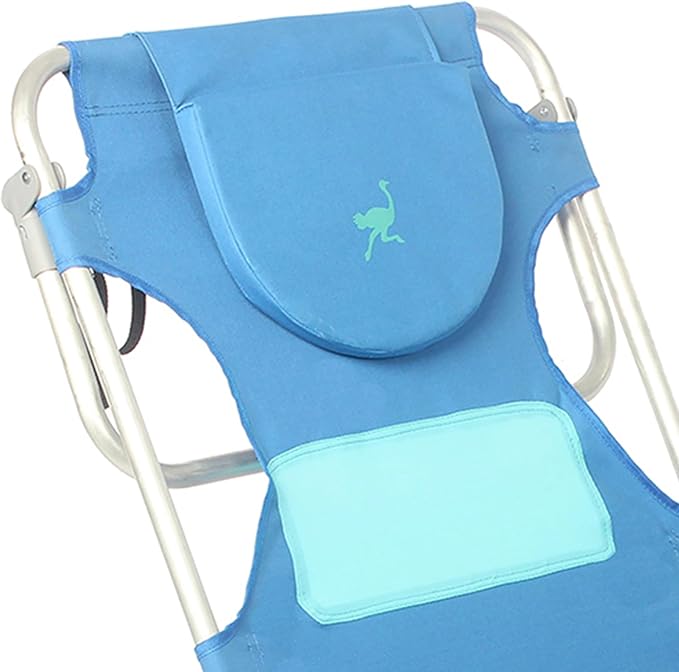 Ostrich Lightweight Ladies Comfort On-Your-Back Outdoor Backpack Beach Chair w/5 Adjustable Positions Carry Straps &amp Cup Holder Blue (4 Pack)