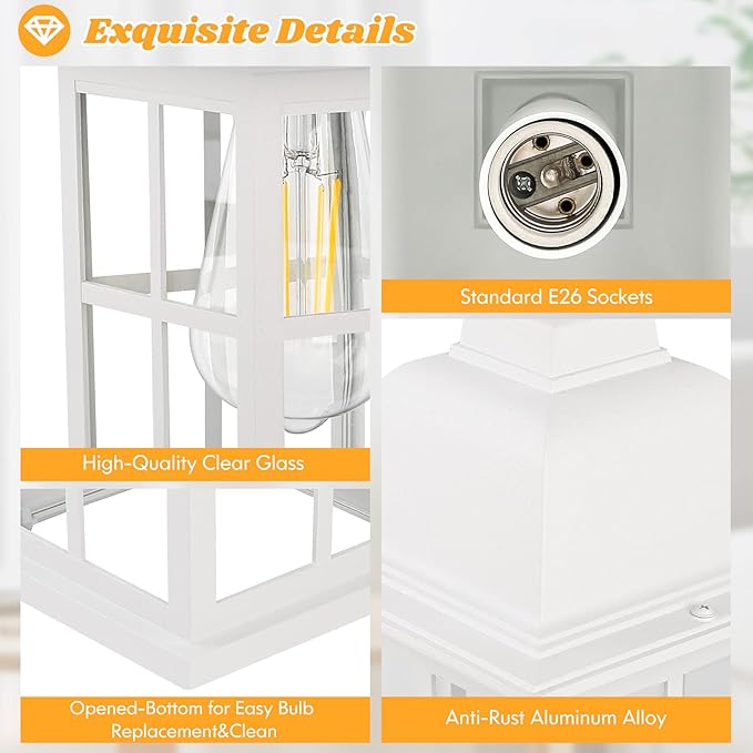 TOBUSA 2-Pack Outdoor Wall Lanterns 100% Aluminium White Outside Light Fixtures Waterproof &ampAnti-Rust Exterior Wall Lanterns Front Porch Lights for House Garage Doorway Bulbs Not Included