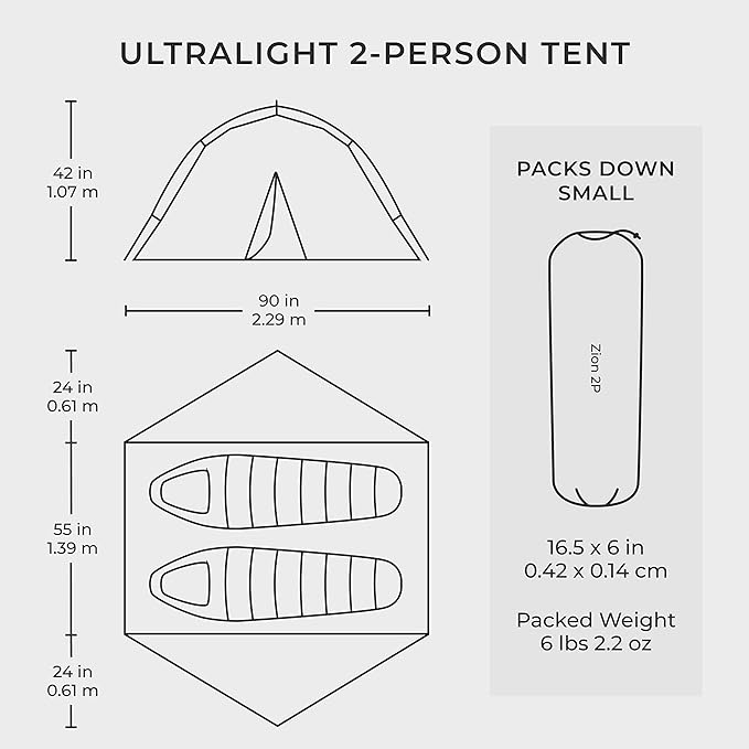 Hyke &amp Byke Zion Hiking &amp Backpacking Tent - 3 Season Ultralight Waterproof Tent for Camping w/Rain Fly and Footprint - 1 Person - Orange