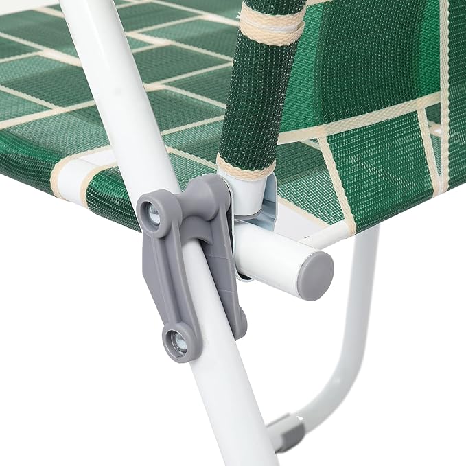 Bonnlo Foldable Patio Chair Set of 2 Heavy-Duty Steel Frame Supports 265 lbs/120 kg Ultra-Lightweight Portable for Travel Poolside Camping Beach (Green Crisscross Weave)