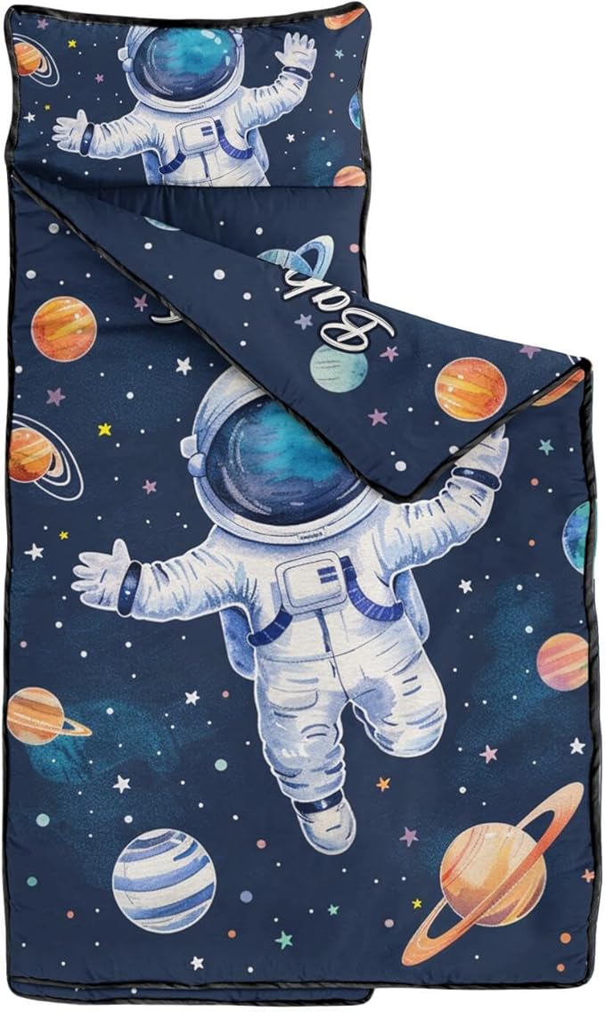 Toddler Sleeping Bag with Blanket &amp Pillow – Personalized Roll-Up Nap Mat with Custom Name for Kids