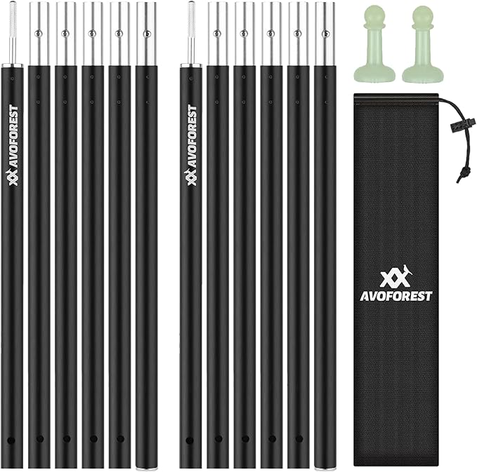 Tent Poles for Tarp AVOFOREST Camping Tent Tarps Poles Adjustable Aluminum Camping Accessories 80in Heavy Duty Poles Thicker Tent Pole with a Diameter of 0.75in for Backpacking Hiking Awning