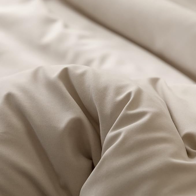 ROSGONIA Oversized Queen Comforter Oatmeal 3pcs (1 Comforter &amp 2 Pillowcases) Lightweight Oversized Queen Comforter Sets Bedding Blanket Quilts