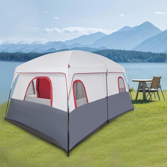 8-12 Person Outdoor Camping Tent 2 Room Portable Cabin Huge Tent with Carrying Bag Large Multi Room Family Tents for Camping Picnics Backpacking Hiking Car Traveling