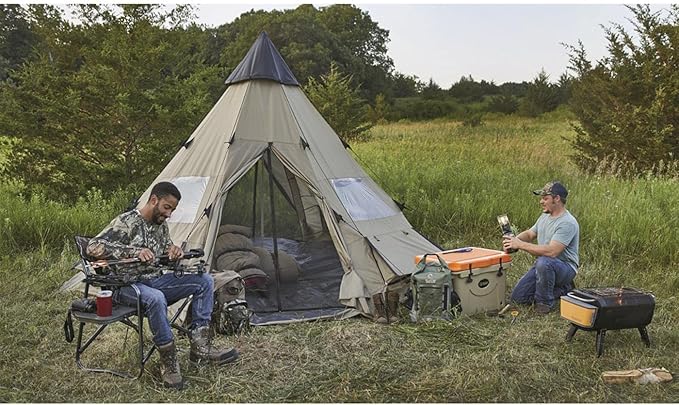 Guide Gear Camping Teepee Tent for Adults Outdoor Waterproof Family 6 Person 14' x 14'