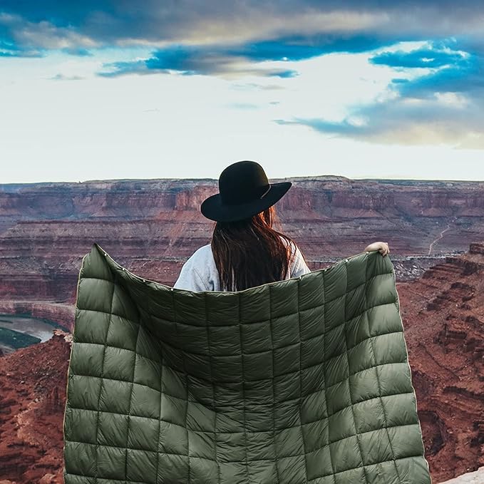 zzlamb Camping Blanket Compact Lightweight Soft Puffy Blanket Water-Repellent Packable Warm Quilt Down Alternative Picnic Hiking Backpacking Beach Travel RV Airplane Couch Car