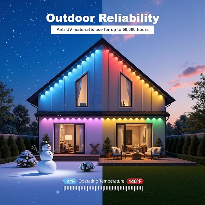 Permanent Outdoor Lights Outdoor Lights100ft with 60 RGBIC LED Lights for Daily and Accent Lighting APP/Remote Control Outdoor Decor Modes IP67 Waterproof White