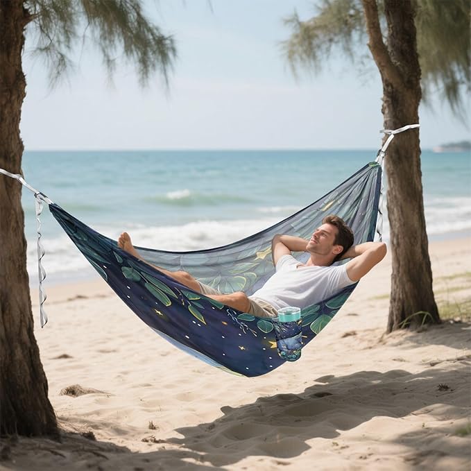 ALAZA Cute Hoppo Baby Camping Hammocks Single or 2 Person 500 lbs Portable Parachute Travel Hammock w/Tree Straps for Hiking Backpacking Indoor Outdoor