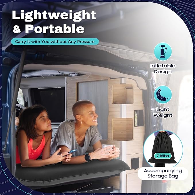 SUV/Car Air Mattress Travel Bed Flocking Inflatable Car Bed &amp2Pillow for Camping