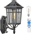 Darkaway Solar Outdoor Wall Lights Dusk to Dawn Outside Wall Sconce Lighting with Remote Black Exterior Light Fixture for House Porch Yard Hallway Doorway Garage