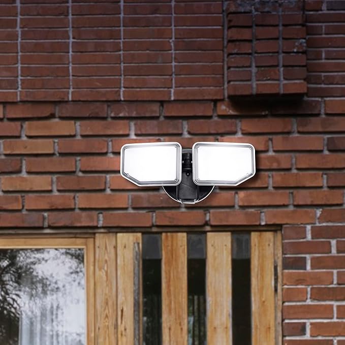 30W Flood Lights Outdoor 2700LM Super Bright LED Security Light 2 Adjustable Heads ETL Water Resistant 5000K Wall/Eave Mount Exterior LED Outdoor Light for Garage Yard Porch (Black)