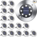 LYHOPE Solar Ground Lights Outdoor 16 Pack 8 LED Solar Disk Lights Waterproof Garden In-ground Pathway Light Landscape Lighting for LawnYardDeckPatioWalkway (White)