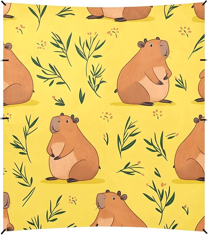 Cartoon Capybaras Grass Camping Sun Shelter Beach Tent Portable Beach Sun Shade Outdoor Canopy for Camping Trips Fishing Picnic