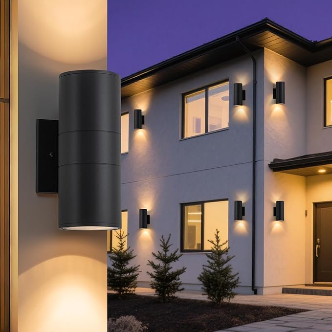 4 Pack Modern Exterior Light Fixtures Outdoor Wall Light Porch LightModern Exterior Lamp Fixture Anti-Rust Outside Sconce for Front HouseBlack Up and Down Lights Outdoor.