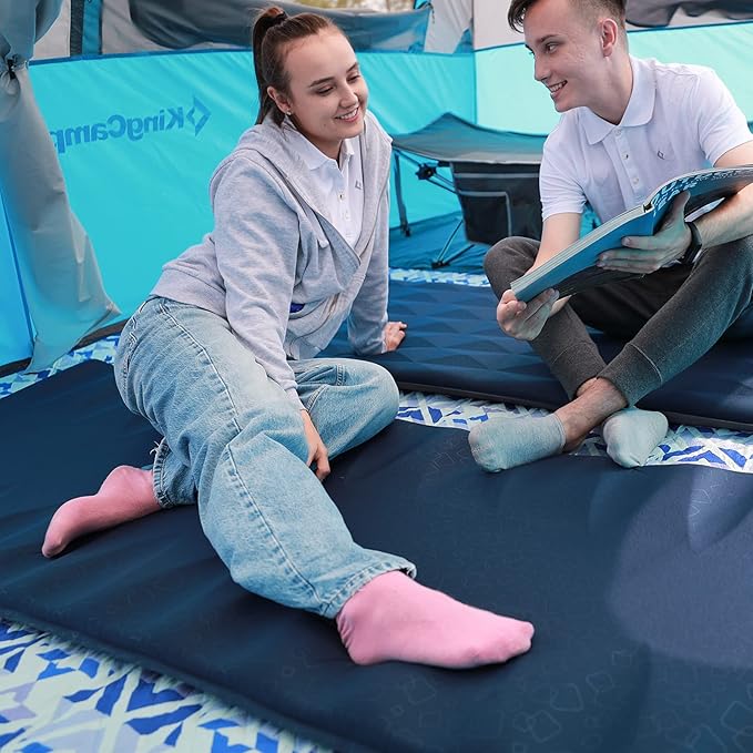 KingCamp Sleeping Pad for Camping Rollover Prevention Self Inflating Sleeping Pad Camping Mattress Foam Mat with Butterfly Edge Cut for Outdoor &amp Indoor Tent Cot Car Backpacking PVC Free