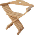 Lord of Battles Medieval Wooden Savonarola Chair with Backrest - Ash Wood Folding Camp Seat Bent Armrests &amp Detachable Back Support
