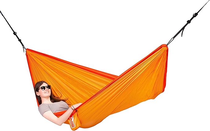 LA SIESTA Colibri 3.0 Outdoor Hammock &amp Tree Straps - Portable Camping Hammock for Hiking Travel and Backpacking - Breathable Nylon Single Person Hammock Sunrise