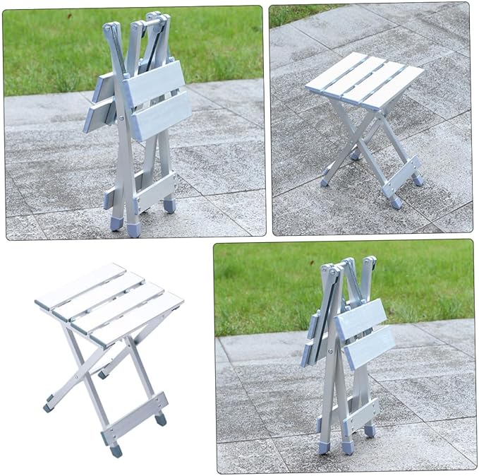 CHILDWEET Outdoor Folding Chair Aluminum Alloy Stool Multipurpose Portable Stool for Kitchen Garden