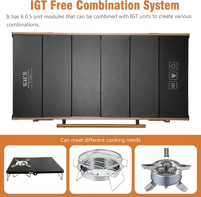 Folding IGT Camping Table with Carry Bag Portable Outdoor IGT Cook System Ultralight Height Adjustable Aluminum Camp Table for Outdoor Barbecue Cooking Travel Picnic