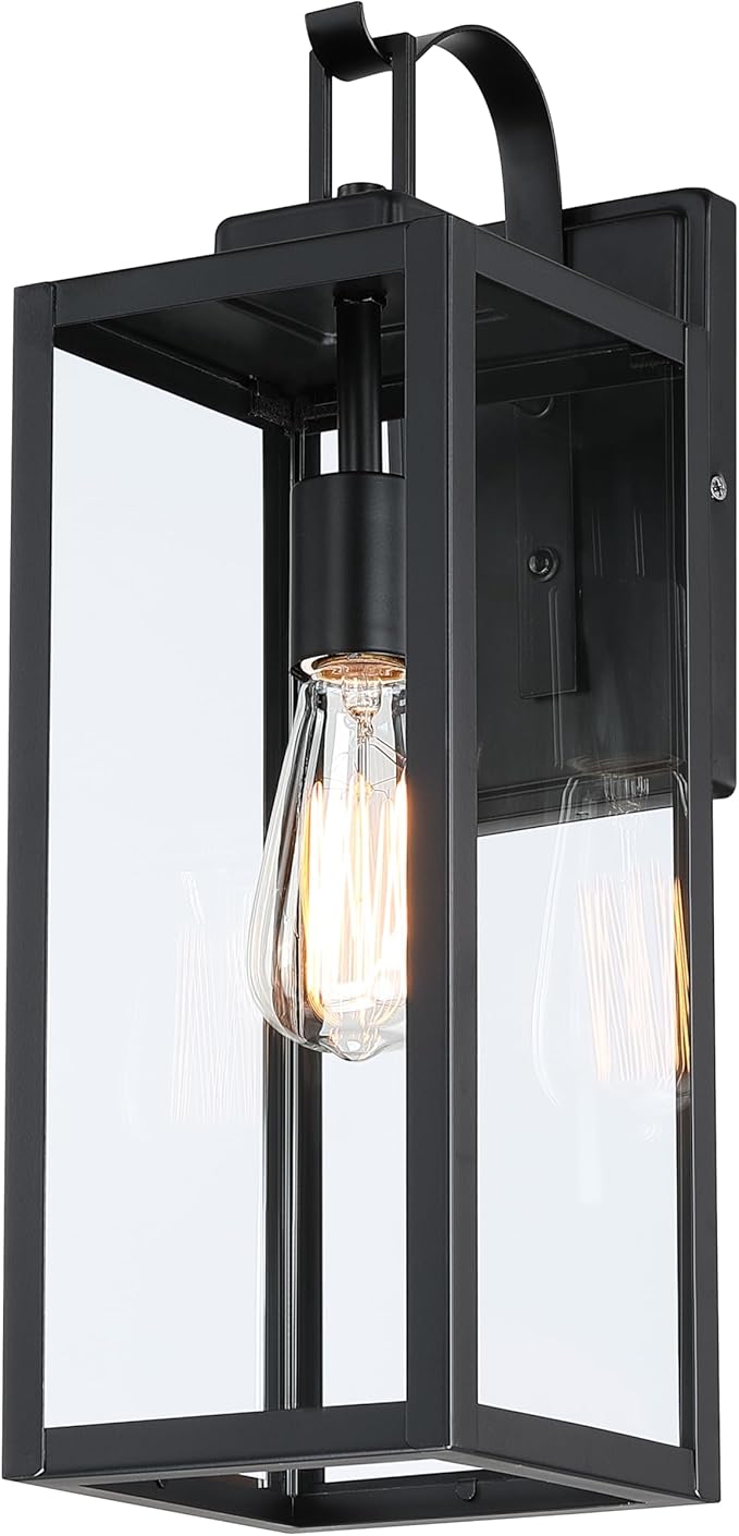 WISBEAM Large Outdoor Wall Light Fixture 17.75in Exterior Wall Lighting Fixture Modern Porch Lights Wall Sconce for Outside Porch Lamp with Metal Construction and Clear Glass 1 Pack