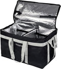 Food Delivery Insulated Bag Insulated Cold Meal Bag Built-in Base Plate For Hot and Cold Food Takeout Commercial Catering Transportation - 23 * 14 * 15 inches (Partitioned Black)