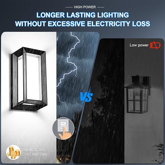 ledmo Outdoor Wall Lights 1800Lm Modern Outdoor Porch Light 6000K Bright Lighting Black Exterior Lighting Fixture Waterproof Christmas Fixture for HousePatioGarageBackyardHallway (2 Pack)